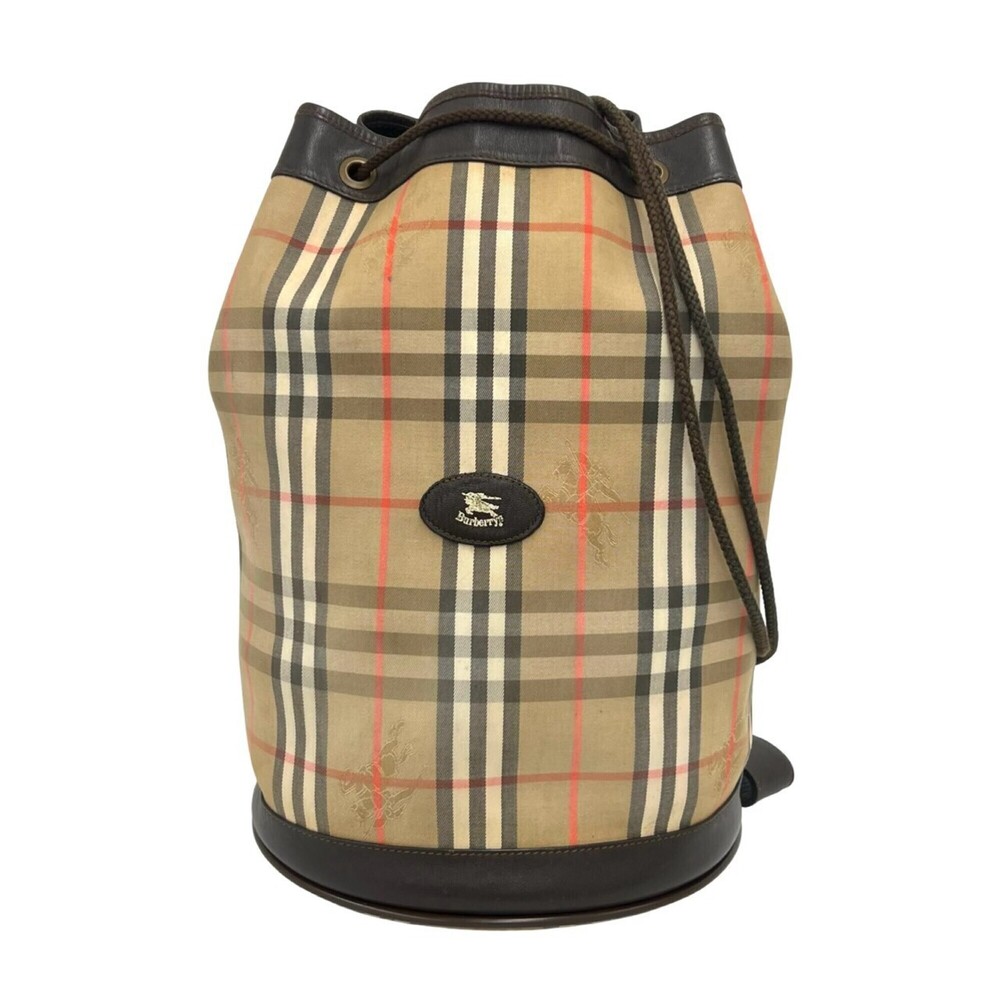 Burberrys Vintage Nova Check Shadow Horse Canvas Leather Drawstring Shoulder ...